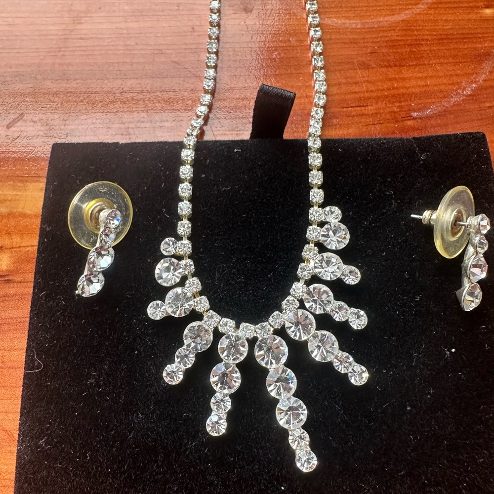 Silver Chandelier Necklace and Earring Set